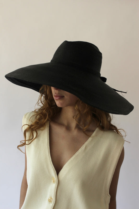Incredible Vintage Caviar Woven Wide Brim Hat