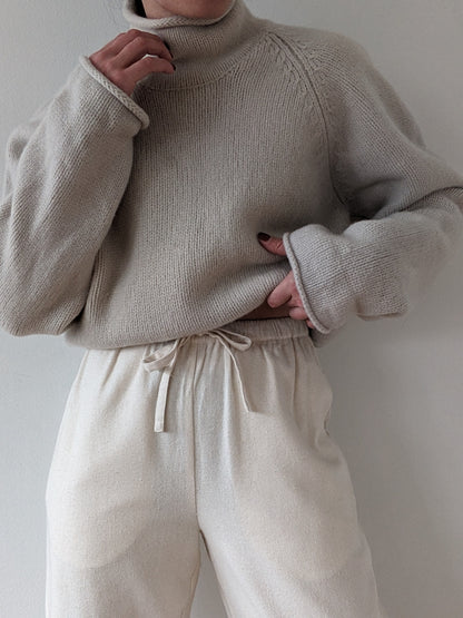 Vintage Putty Lambswool Mock Neck Sweater