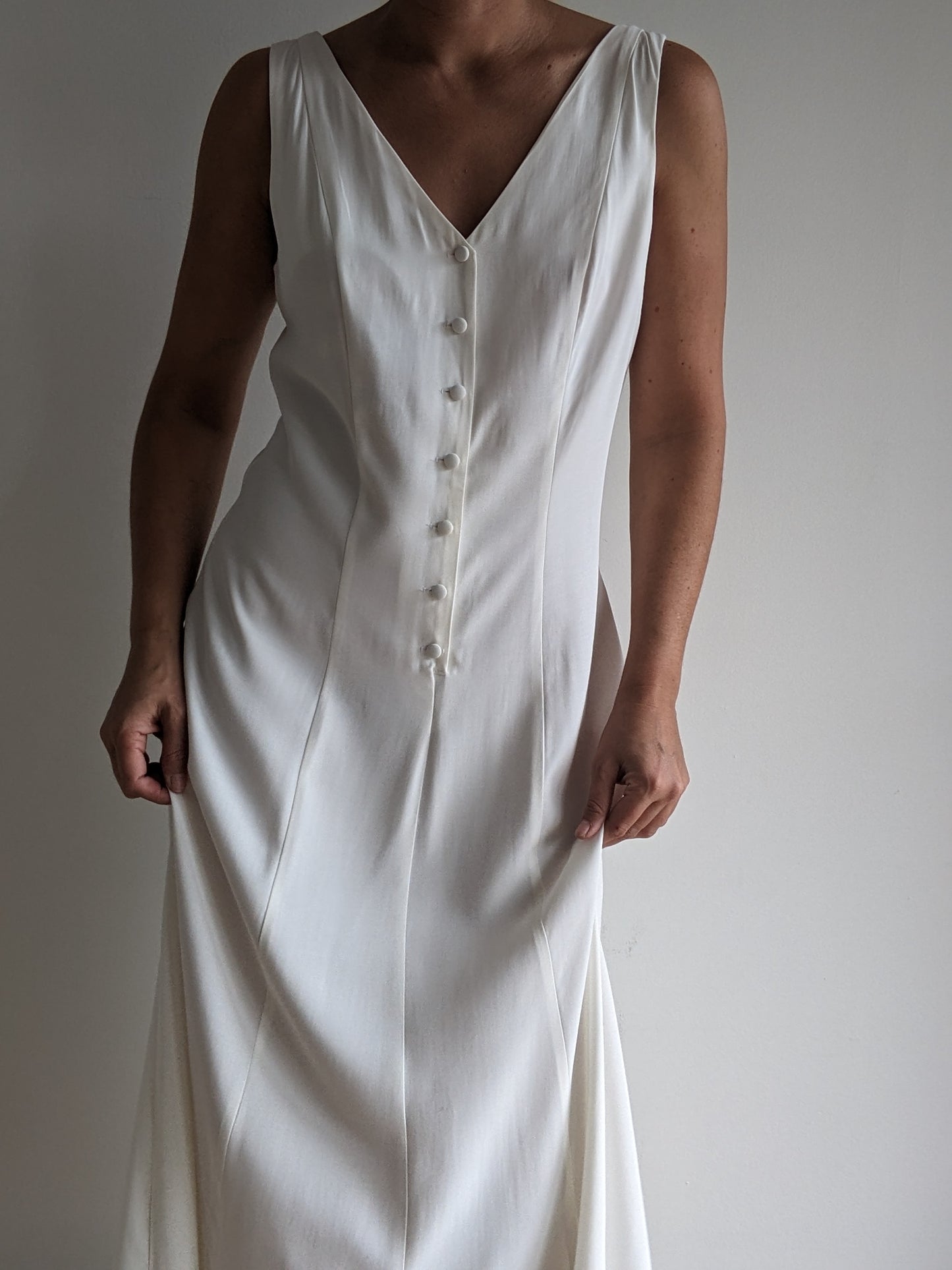 Vintage Sleevless Ivory Summer Dress
