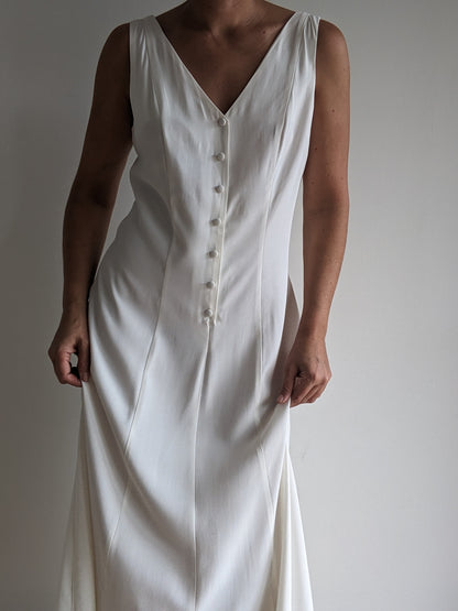 Vintage Sleevless Ivory Summer Dress