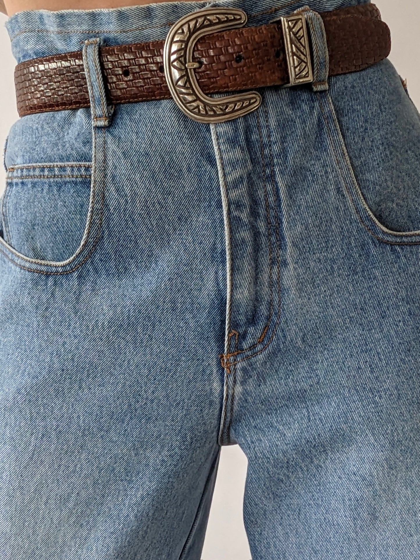Vintage Walnut Woven Leather Belt
