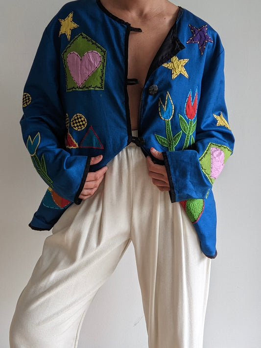 Vintage Whimsical Appliqué Rouleau Jacket