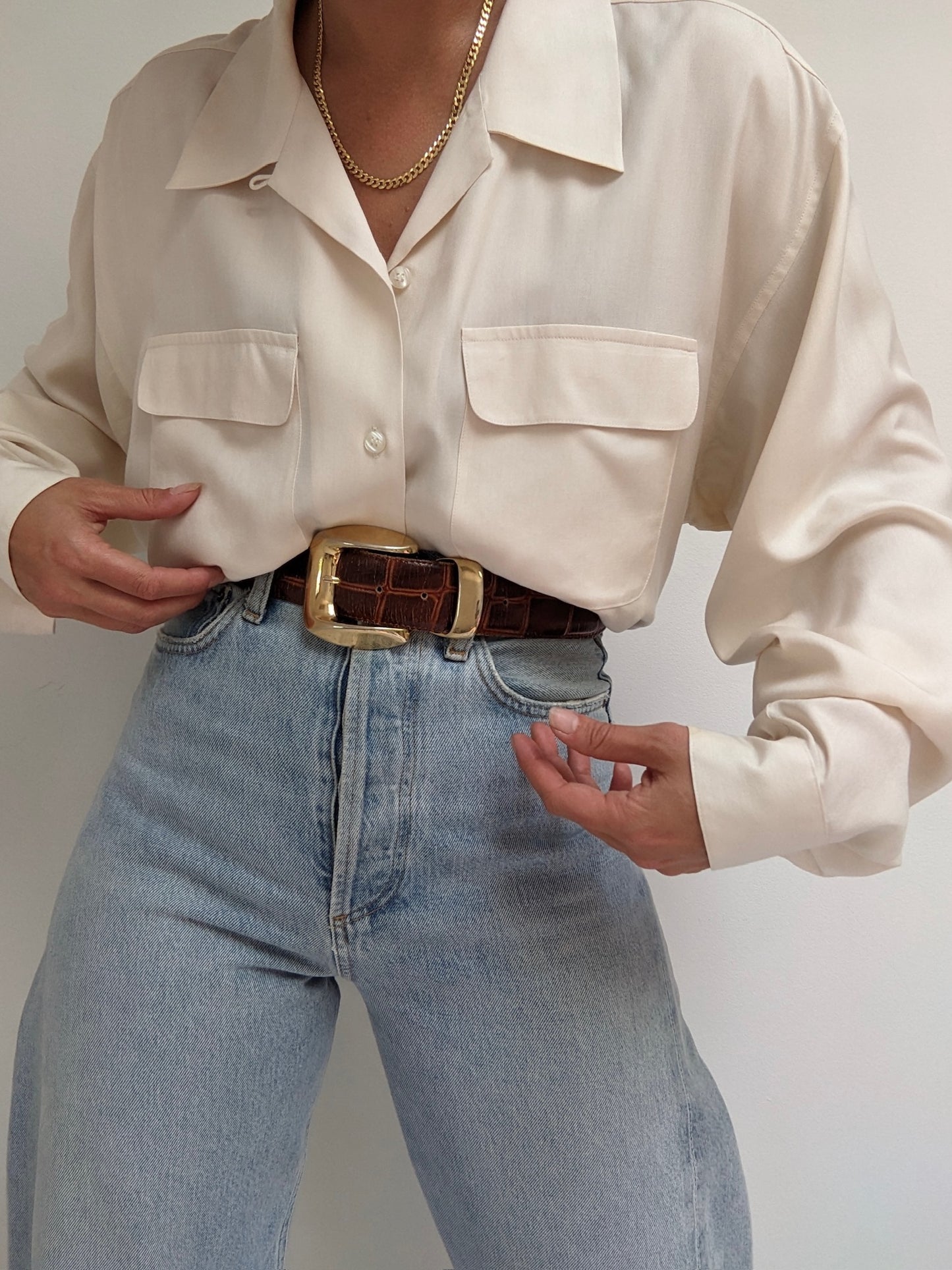 Vintage Cream Silk Blouse