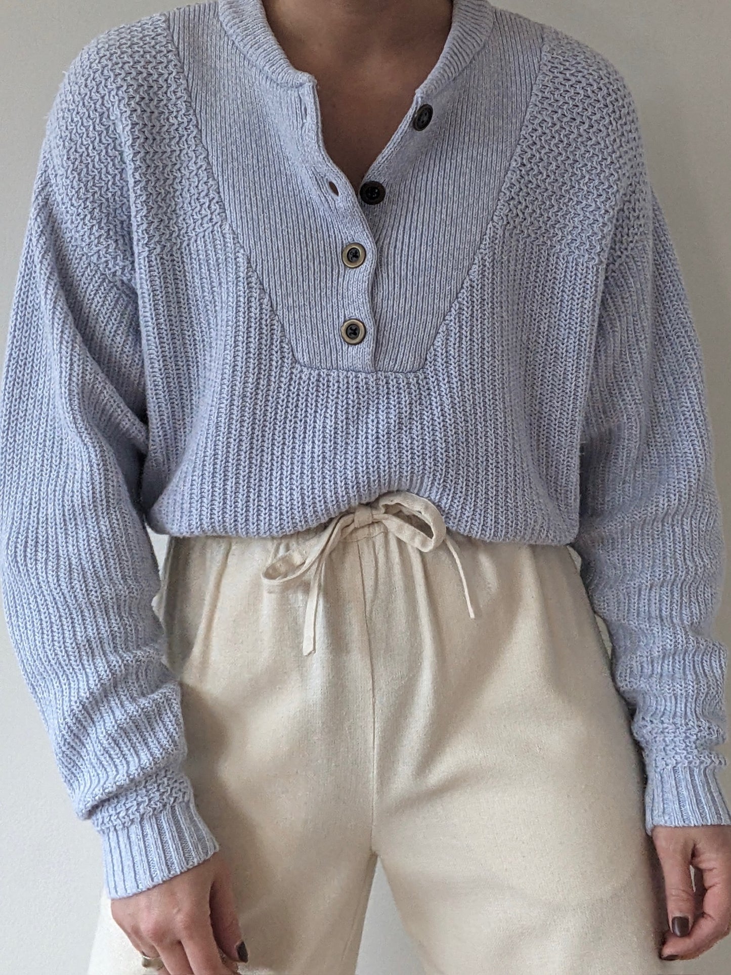 Favorite Vintage Sky Cotton Henley