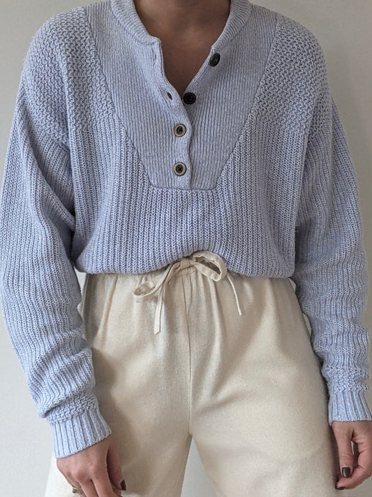 Favorite Vintage Sky Cotton Henley