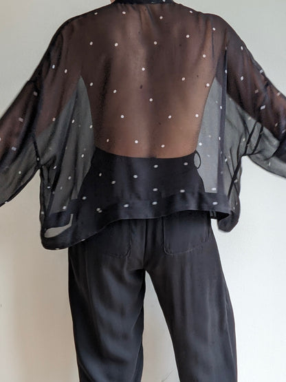 Vintage Sheer Polka Dot Silk Tie Top