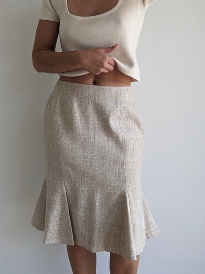 Gorgeous Vintage Wheat Woven Silk Skirt