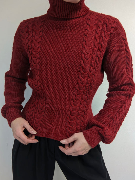 Vintage Cranberry Wool Turtleneck