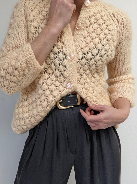Vintage Meringue Mohair Cardigan