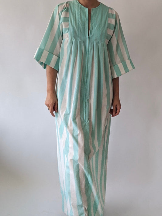 Vintage Aqua Striped Muumuu