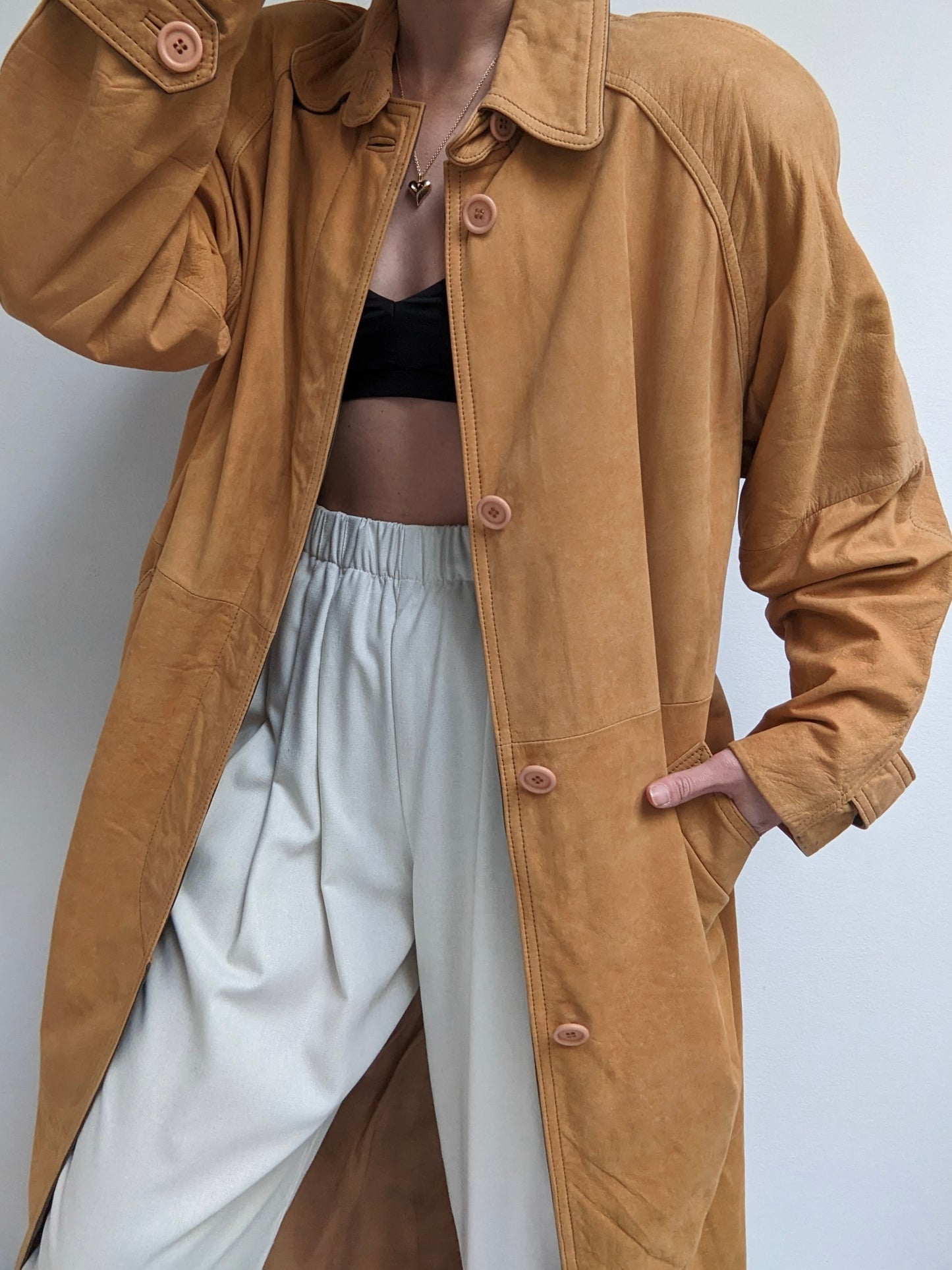 Amazing 90s Camel Suede Long Coat