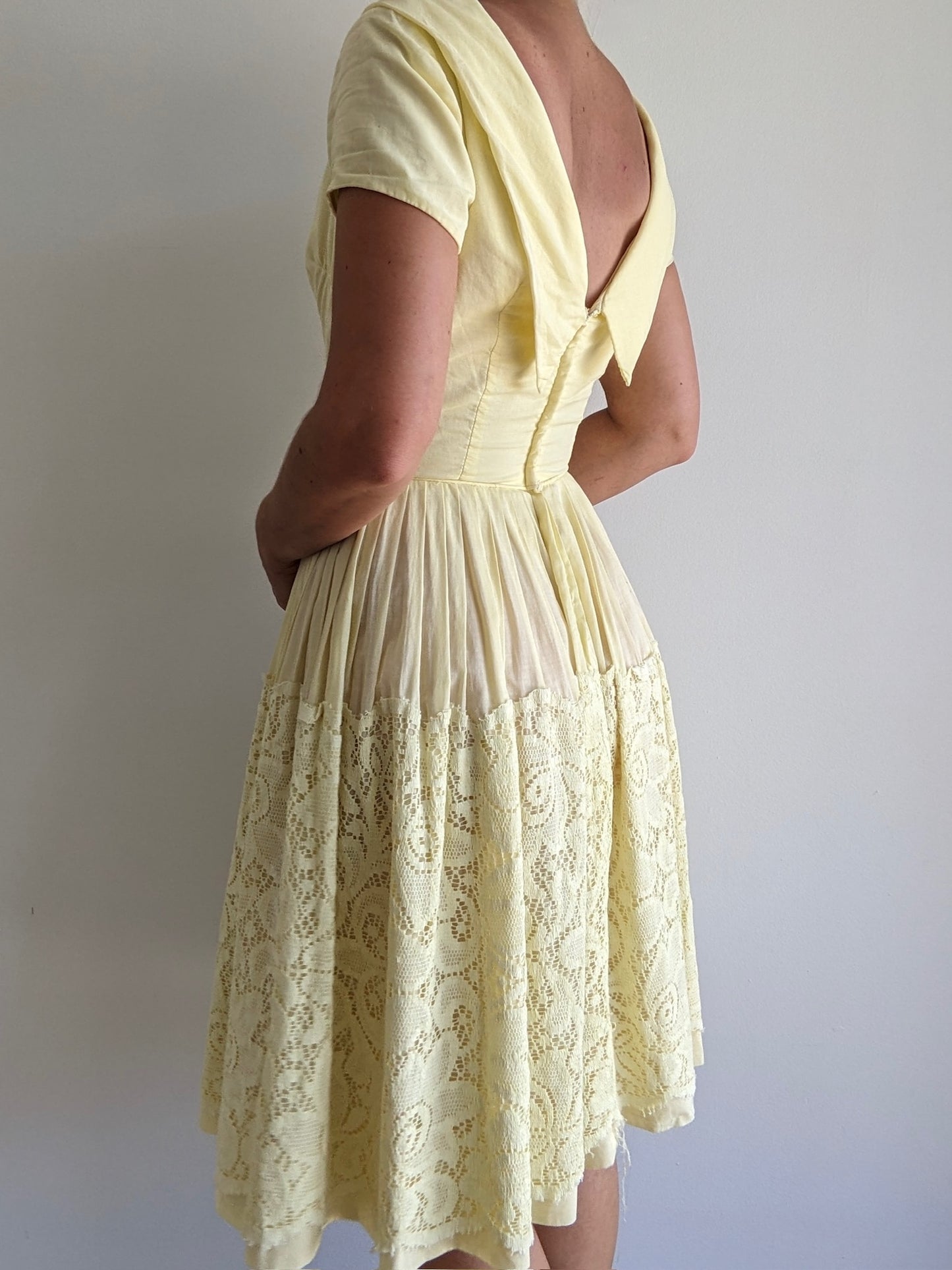 Vintage Butter Yellow Lace Dress