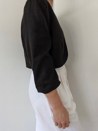 Vintage Faded Black Raw Silk Bolero