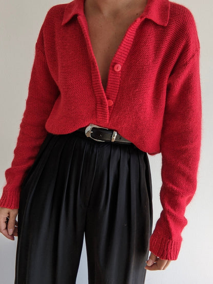 Vintage Cayenne Silk & Angora Henley