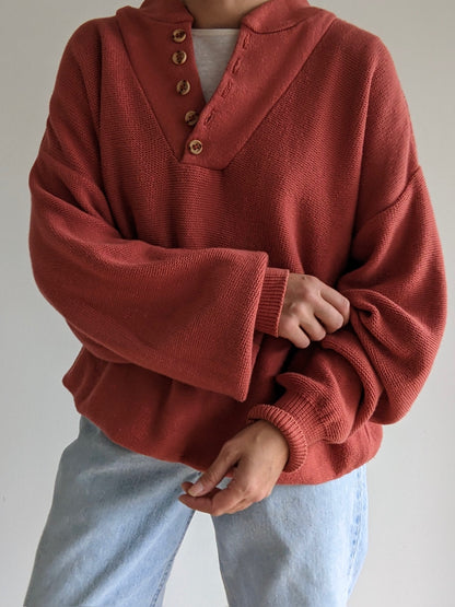 Vintage Terra Cotta Cotton Henley