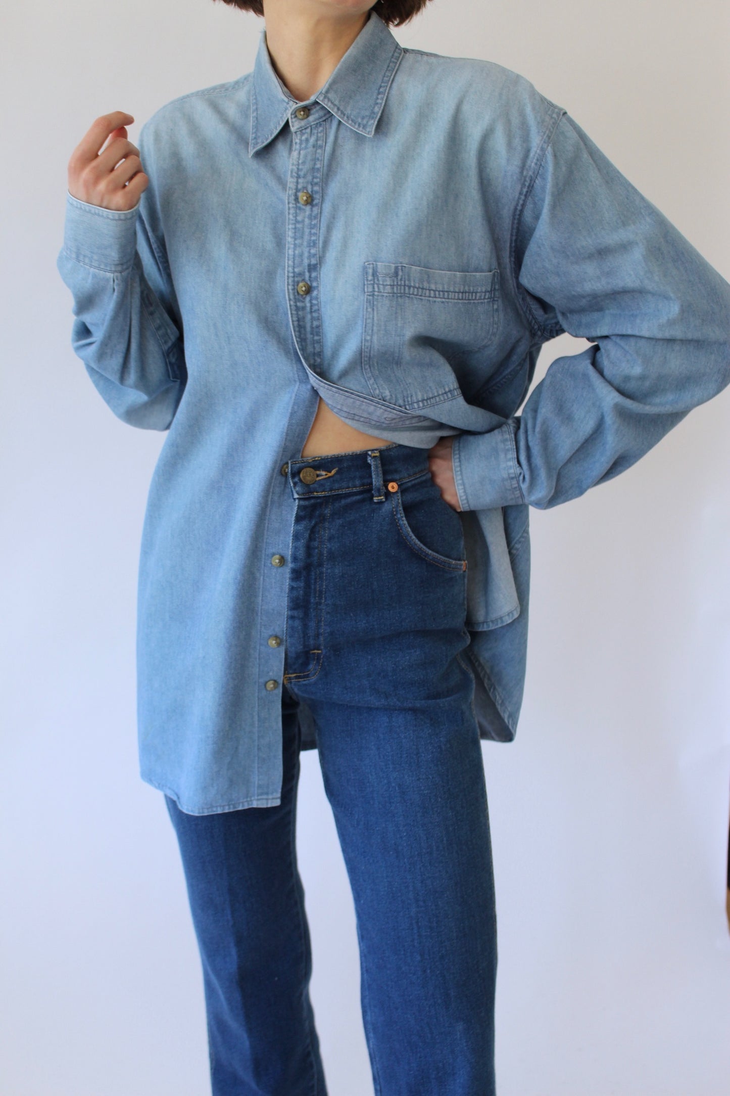 Vintage Faded Blue Denim Shirt