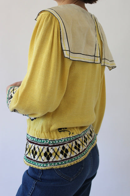 Fun Vintage Cat Trio Collared Knit
