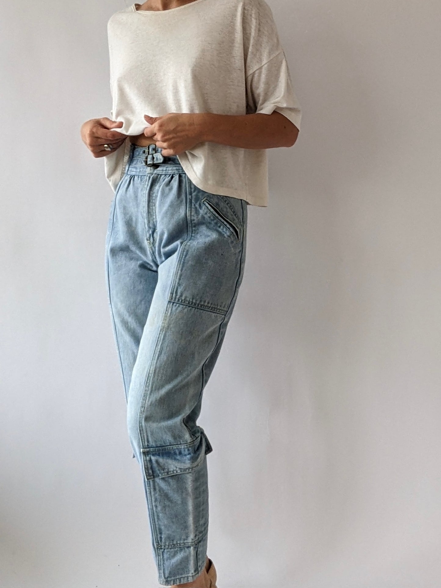 Favorite Vintage Belted Denim Cargo Pants