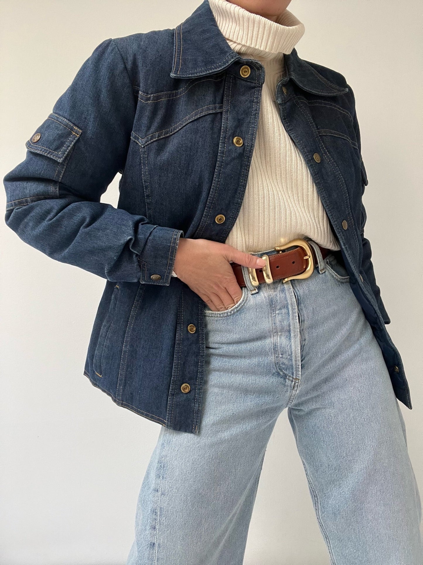 Favorite Vintage Eddie Bauer Denim Puffer Snap Jacket