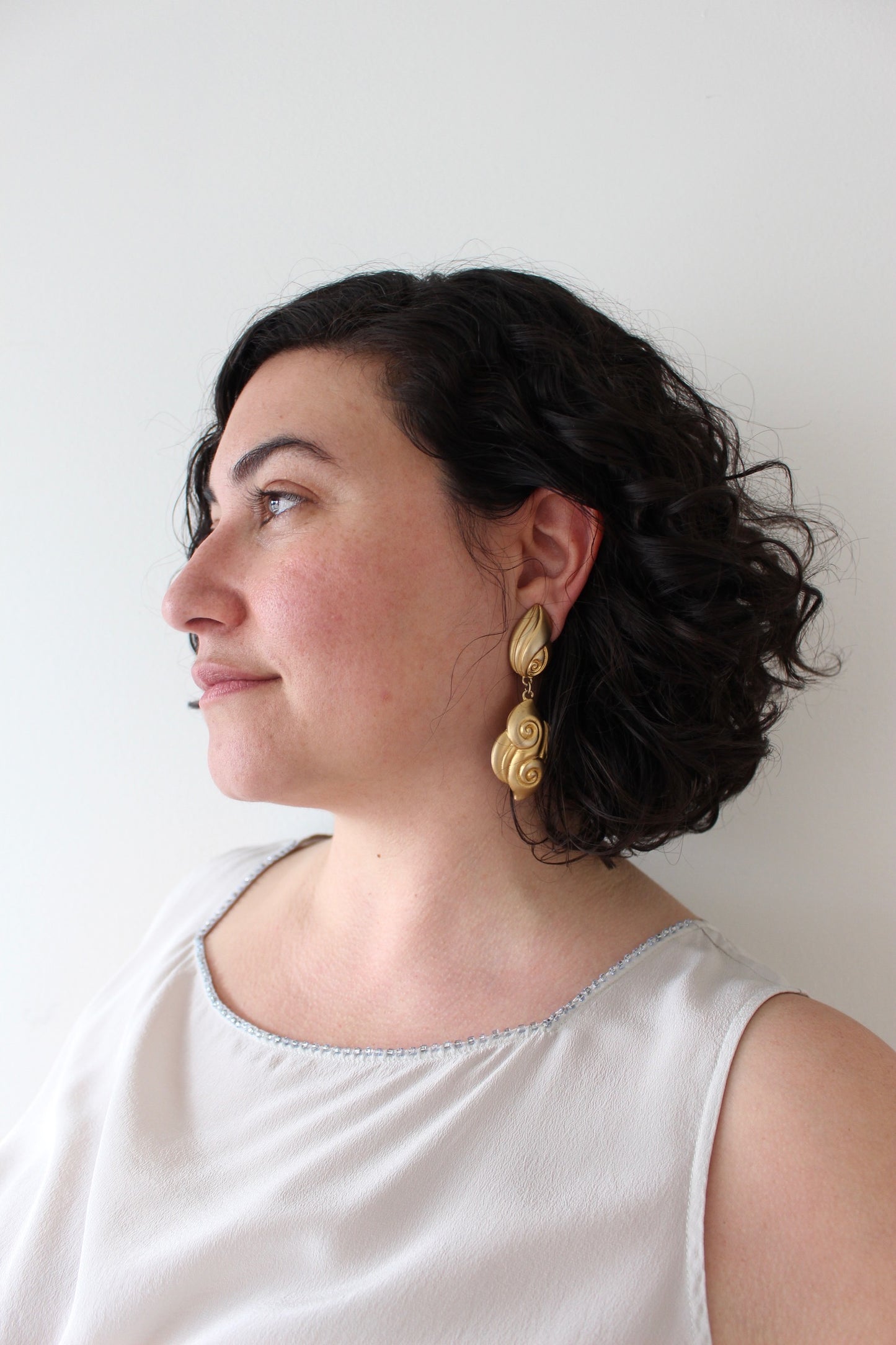 Incredible Vintage Abstract Gold Swirl Drop Earrings