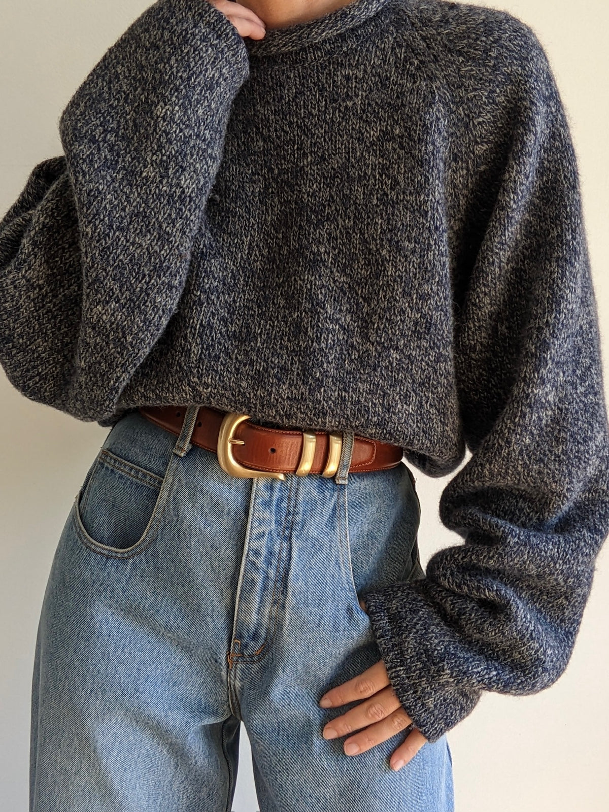 Vintage Speckled Midnight Wool Sweater