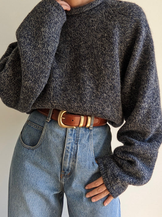 Vintage Speckled Midnight Wool Sweater