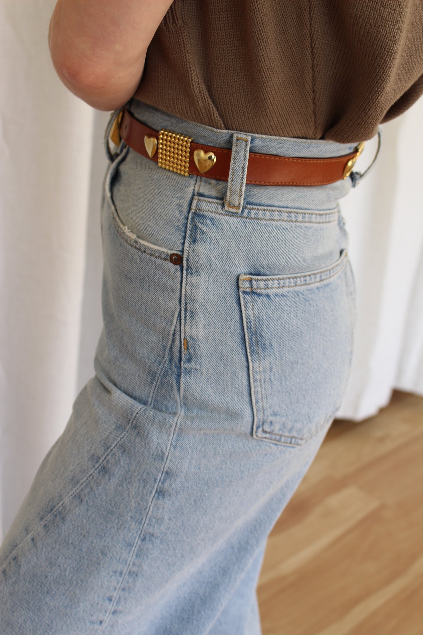 Sweetest Vintage Leather & Heart Pendant Belt