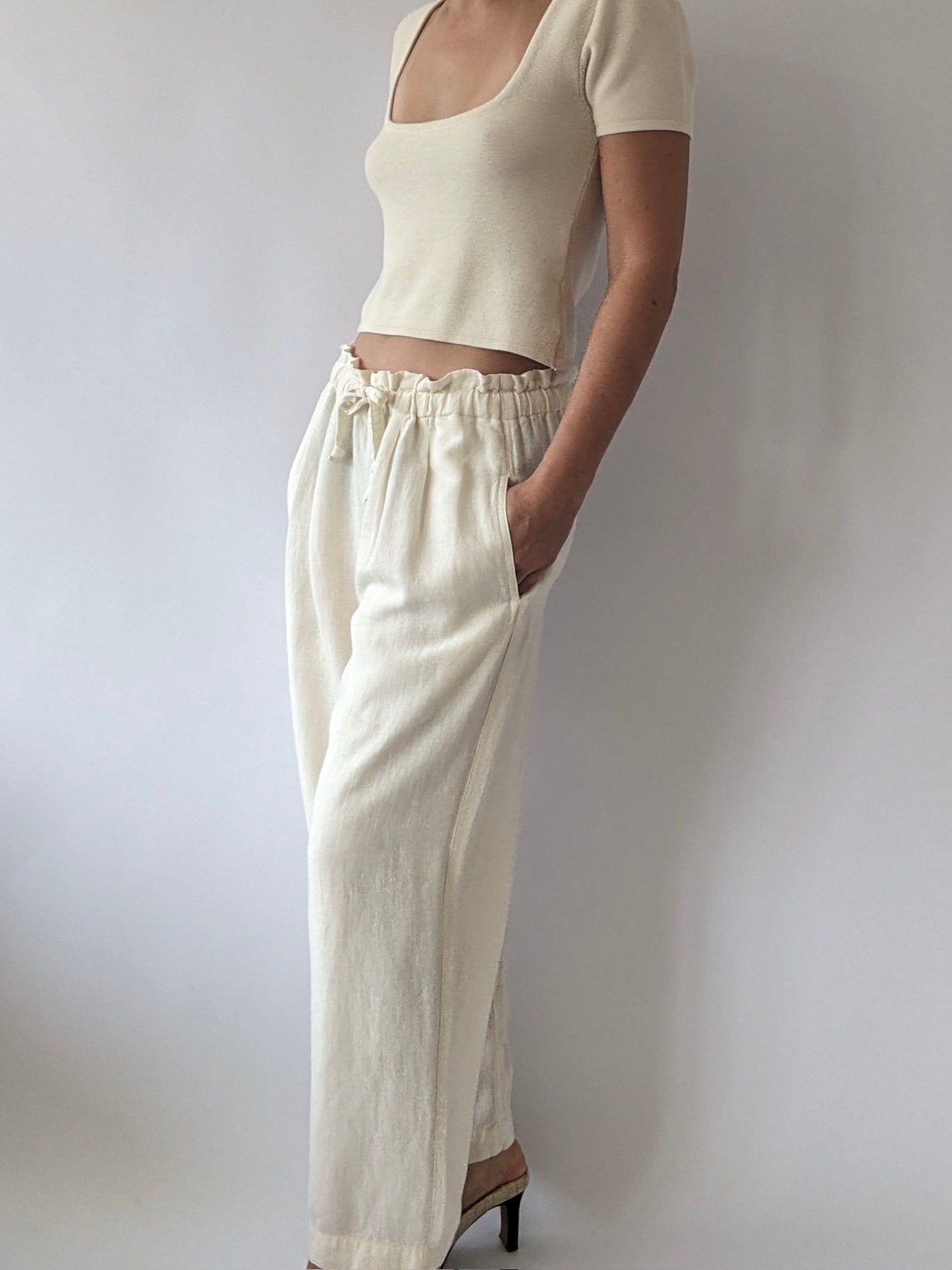 Vintage Buttercream Linen Leisure Pants