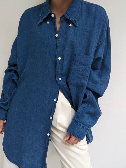 90s Nautica Indigo Linen Shirt