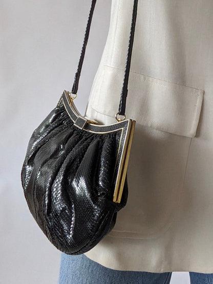 Incredible Vintage Caviar Snakeskin Leather Pouch Bag