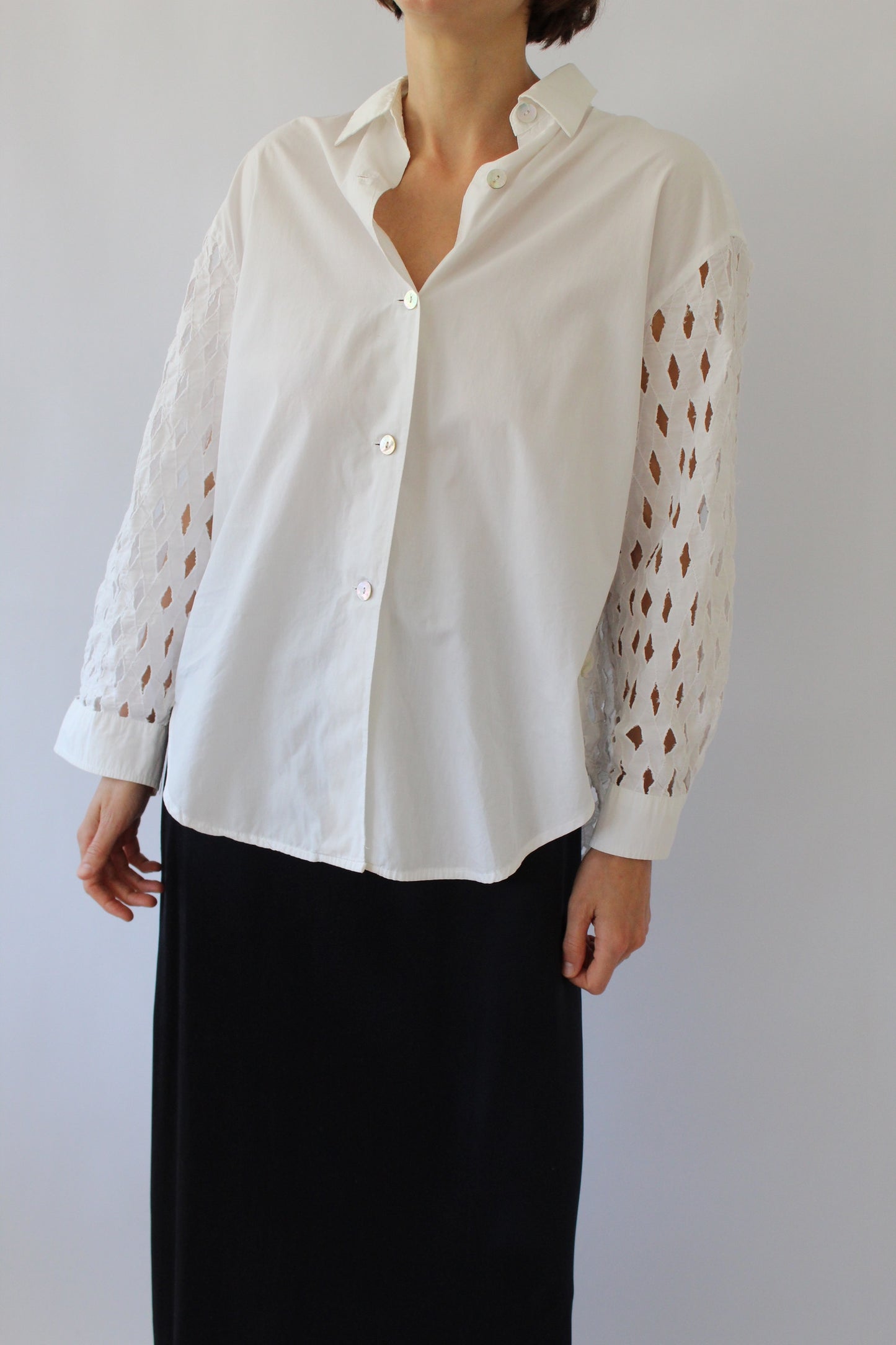 Rare Vintage Lattice Back Button Up