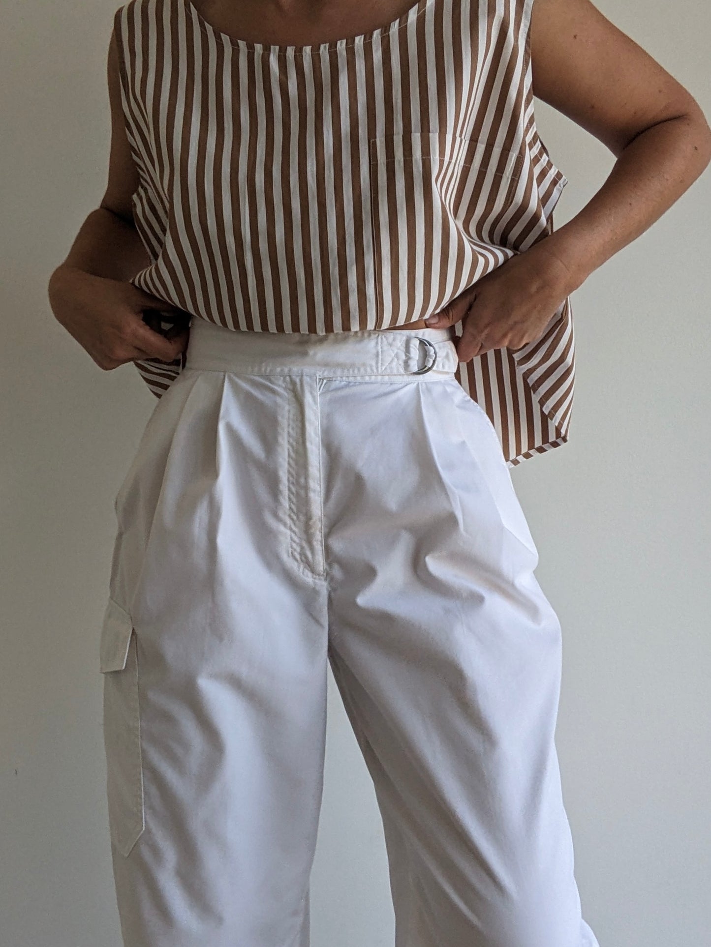 Favorite Vintage Eggshell Pleated Cargo Pants
