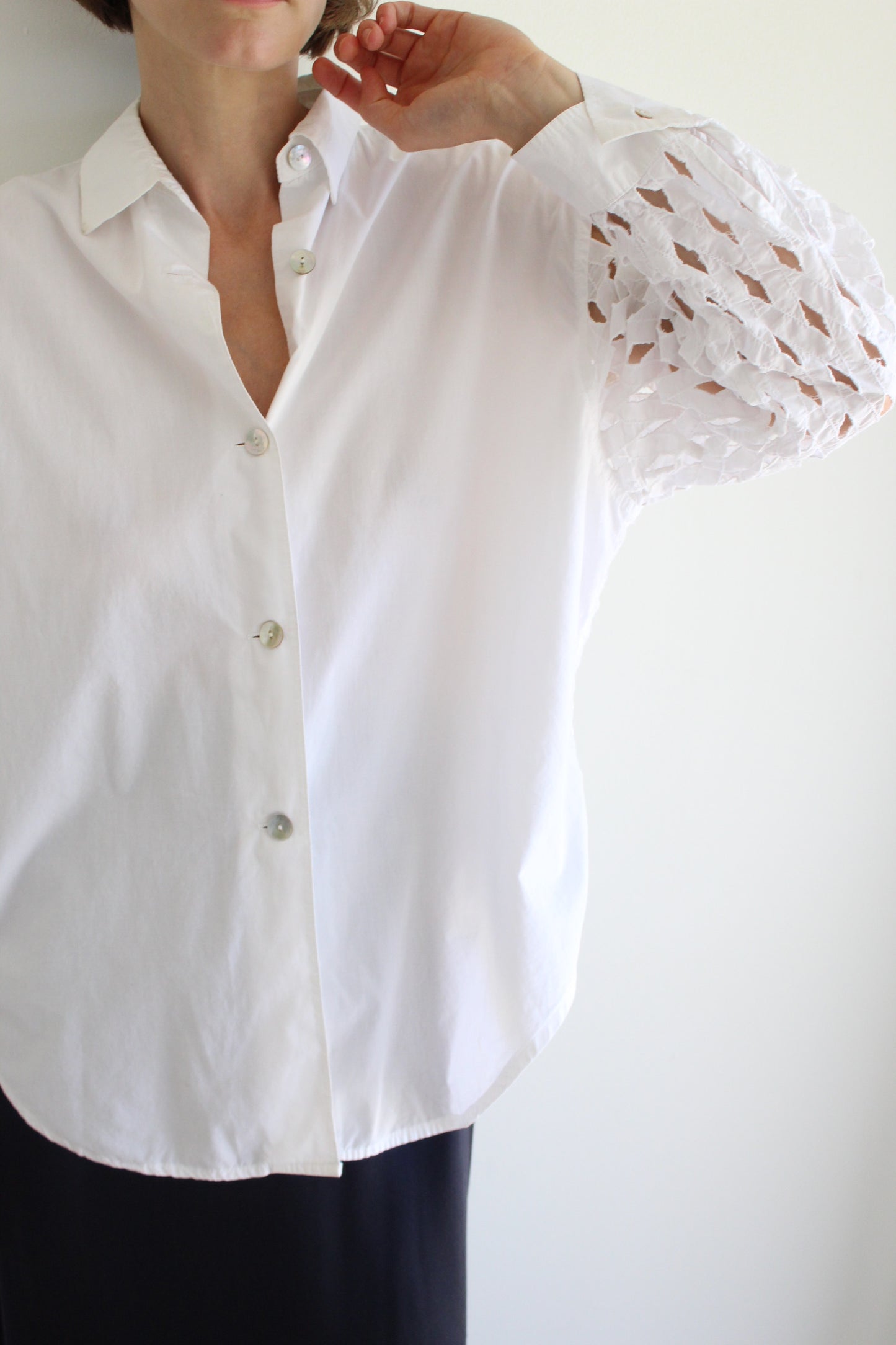 Rare Vintage Lattice Back Button Up