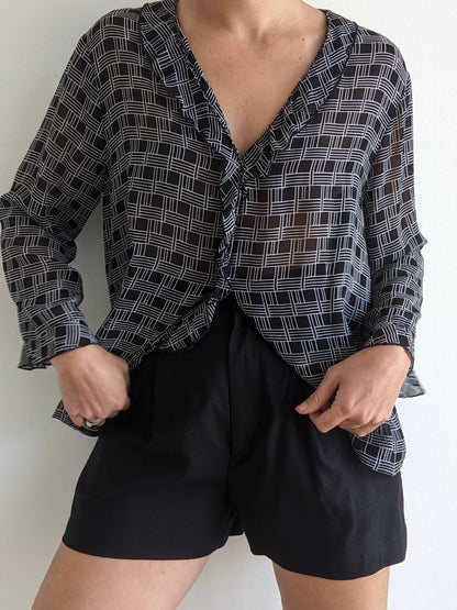 Vintage Sheer Patterned Blouse