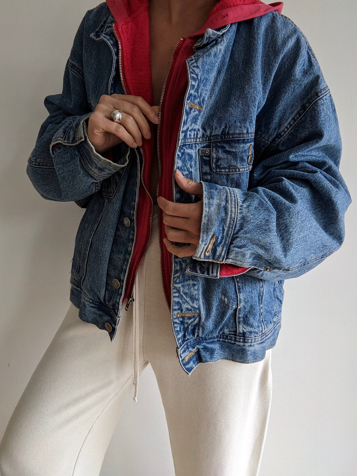 Vintage Gap Sweatshirt-Lined Denim Jacket
