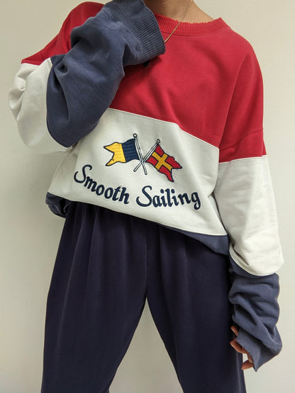 Vintage Embroidered "Smooth Sailing" Sweatshirt