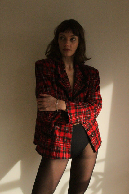 Vintage Holly Woven Plaid Blazer