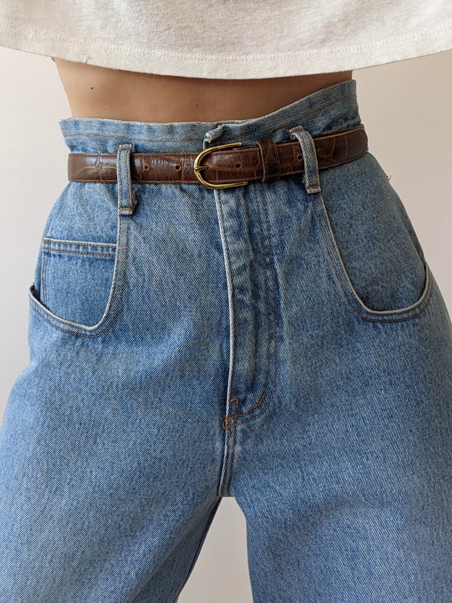 Vintage Tobacco Embossed Leather Belt