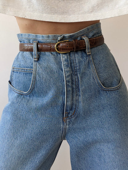 Vintage Tobacco Embossed Leather Belt