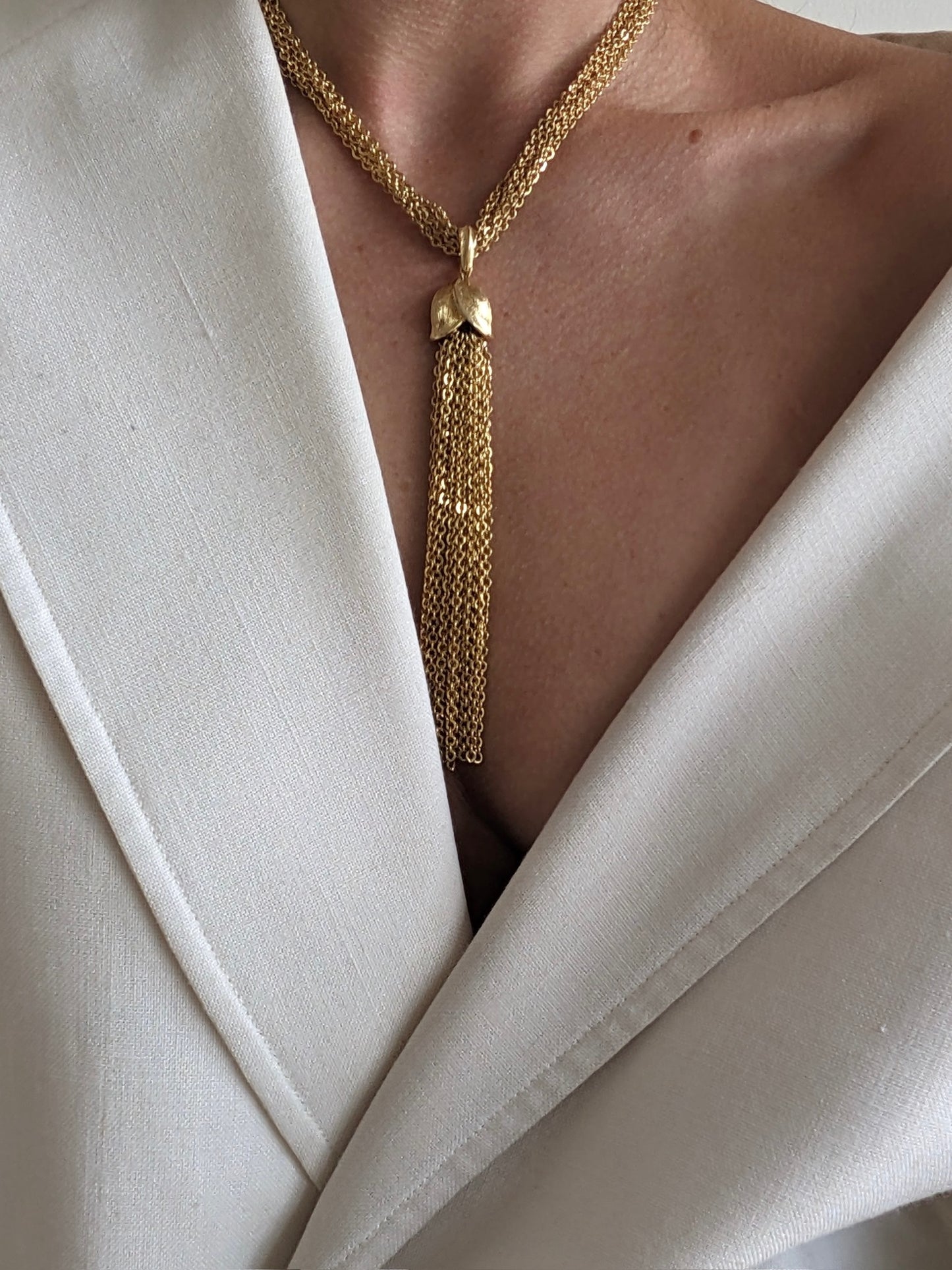 Vintage Gold Chain Tassel Necklace