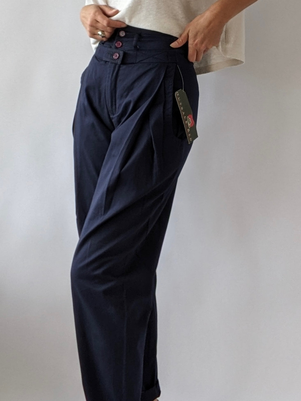 Vintage Midnight Pleated Twill Trousers