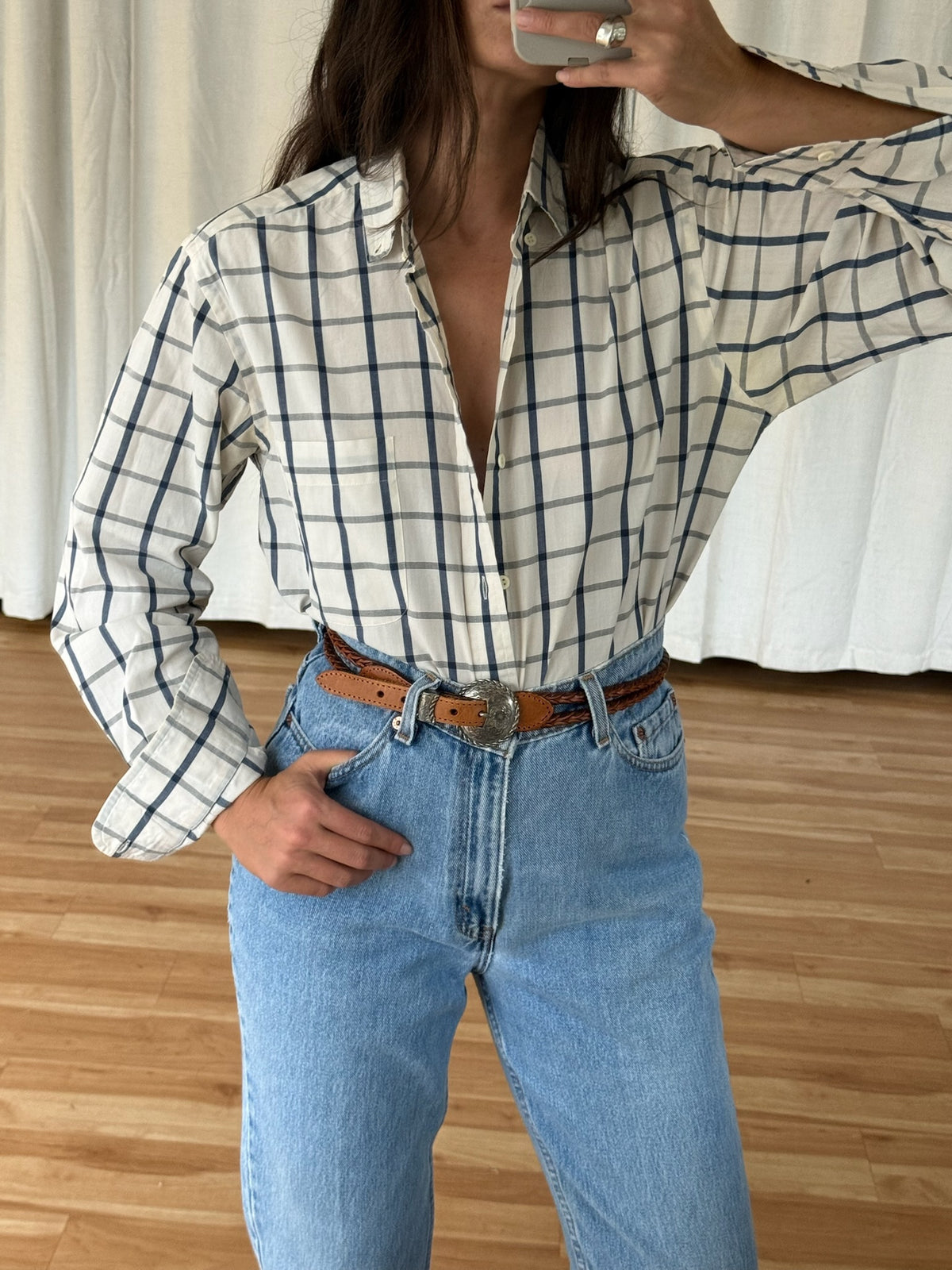 Vintage YSL Ocean Grid Button Down