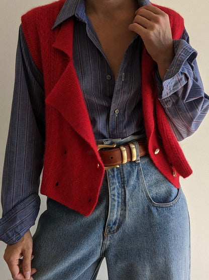Vintage Cherry Angora Sweater Vest