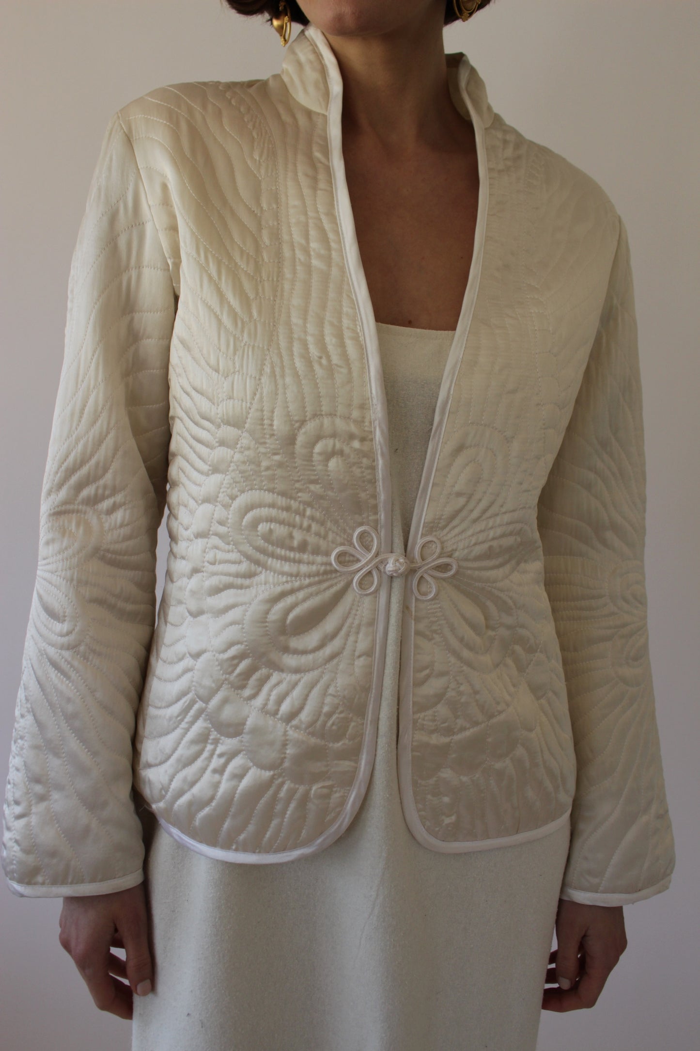 Stunning Vintage Pearl Quilted Silk Jacket