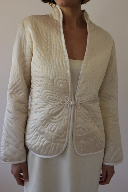 Stunning Vintage Pearl Quilted Silk Jacket