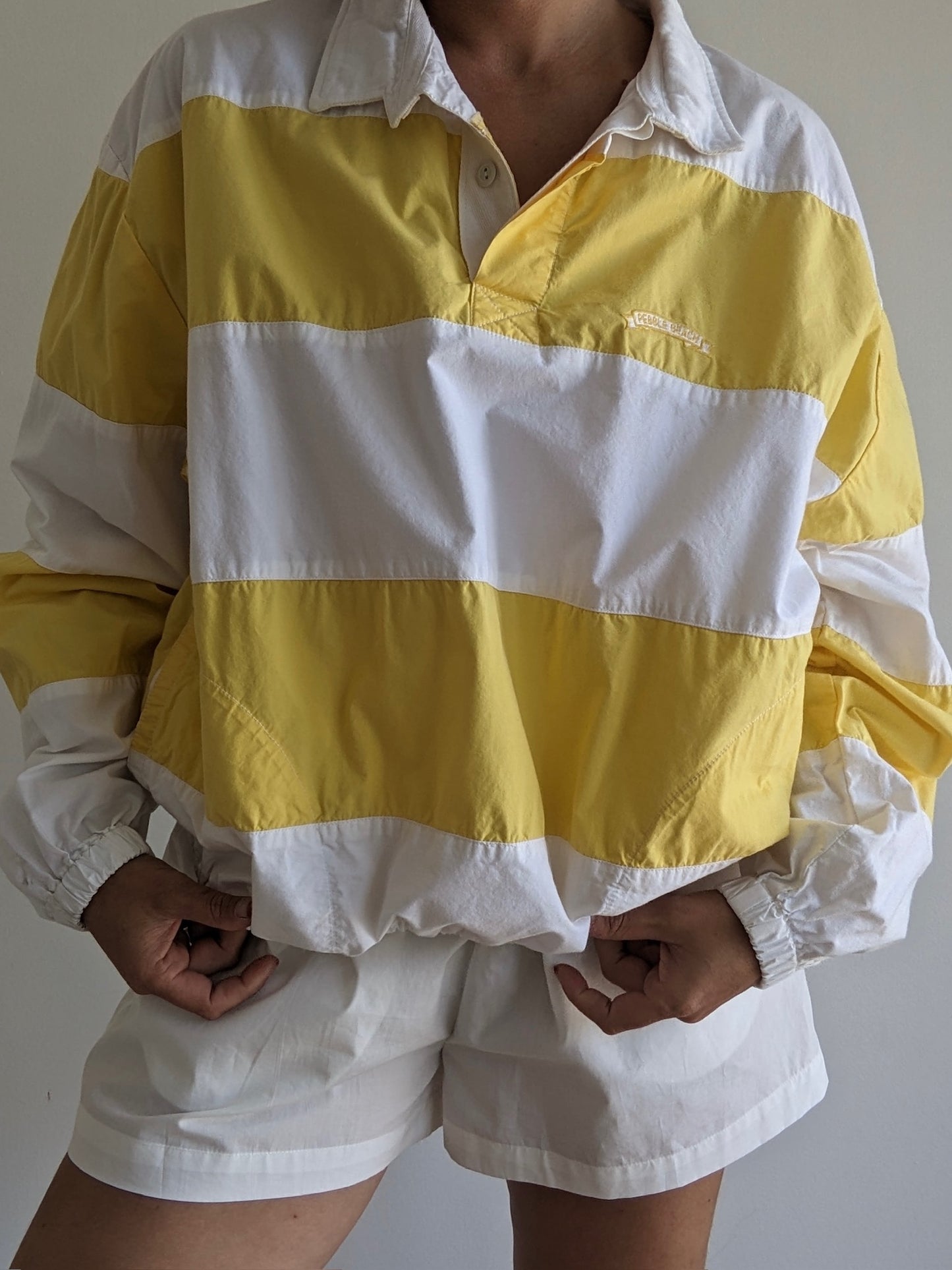Vintage Lemon Striped Pebble Beach Pullover
