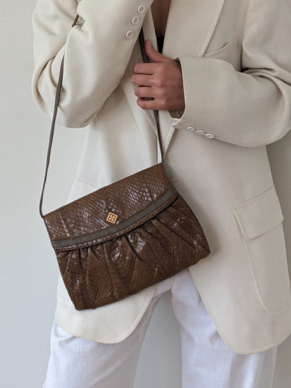 Vintage Almond Snakeskin Purse
