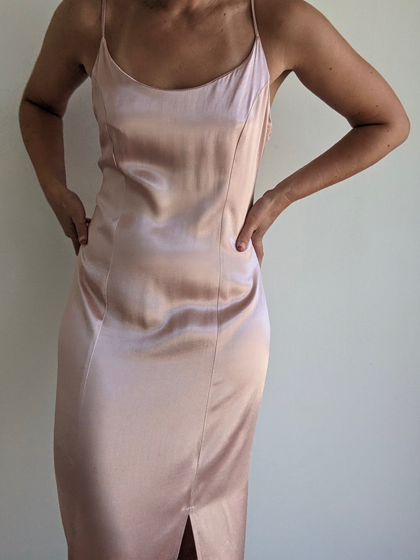 Gorgeous Vintage Blush Satin Slip Dress