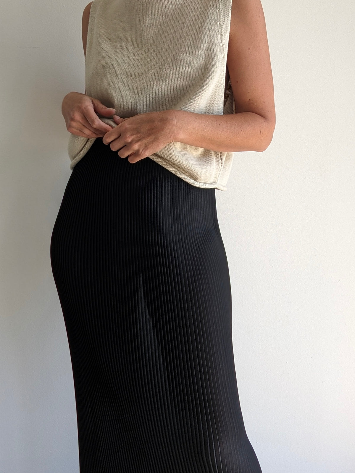 Vintage Sheer Caviar Pleated Skirt