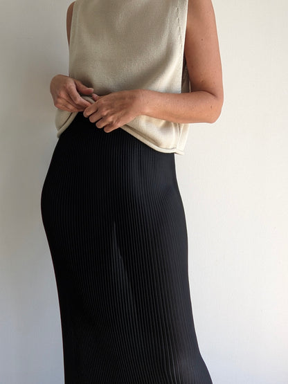 Vintage Sheer Caviar Pleated Skirt